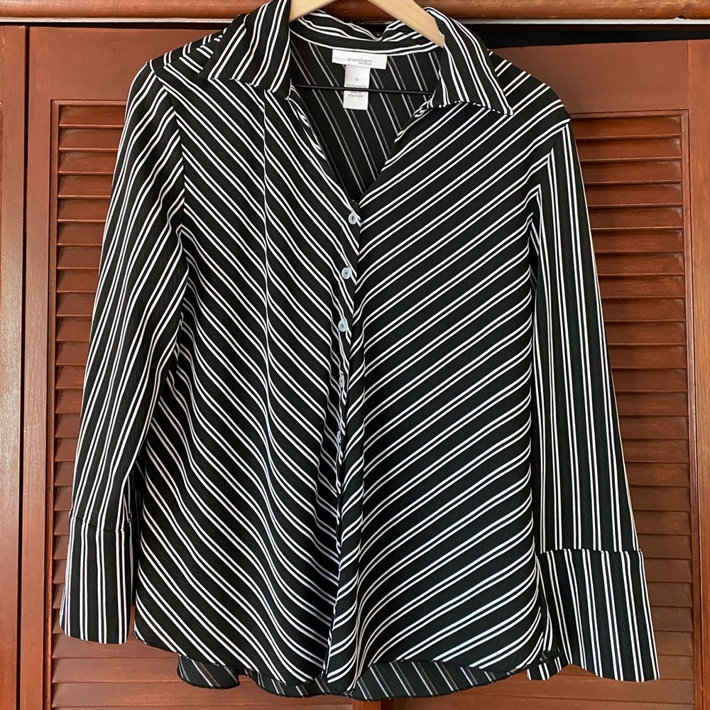 Black and white striped button down shirt